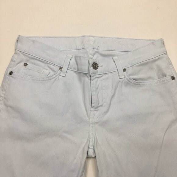 7 FOR ALL MANKIND Very Light Blue The Slim Cigarette 5 Pocket Logo Buttons Jeans - Picture 4 of 16